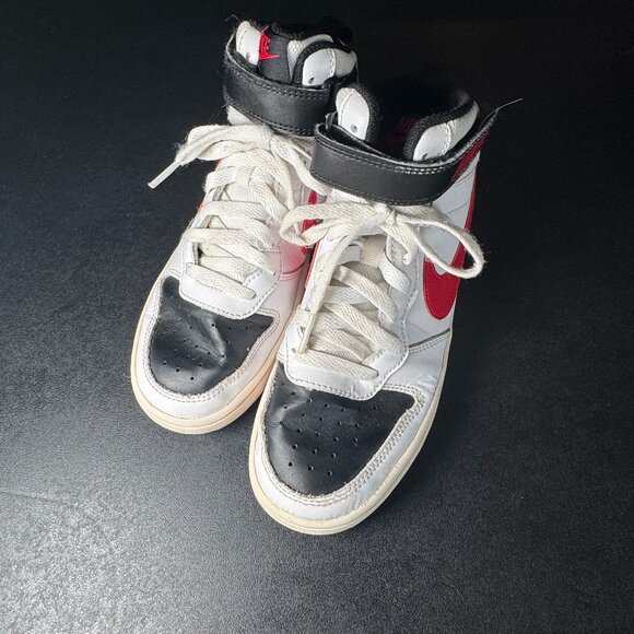 Nike Boys COURT BOROUGH MID 5 Youth CD 7782-110 White/University Red/Black Shoes - Picture 2 of 8